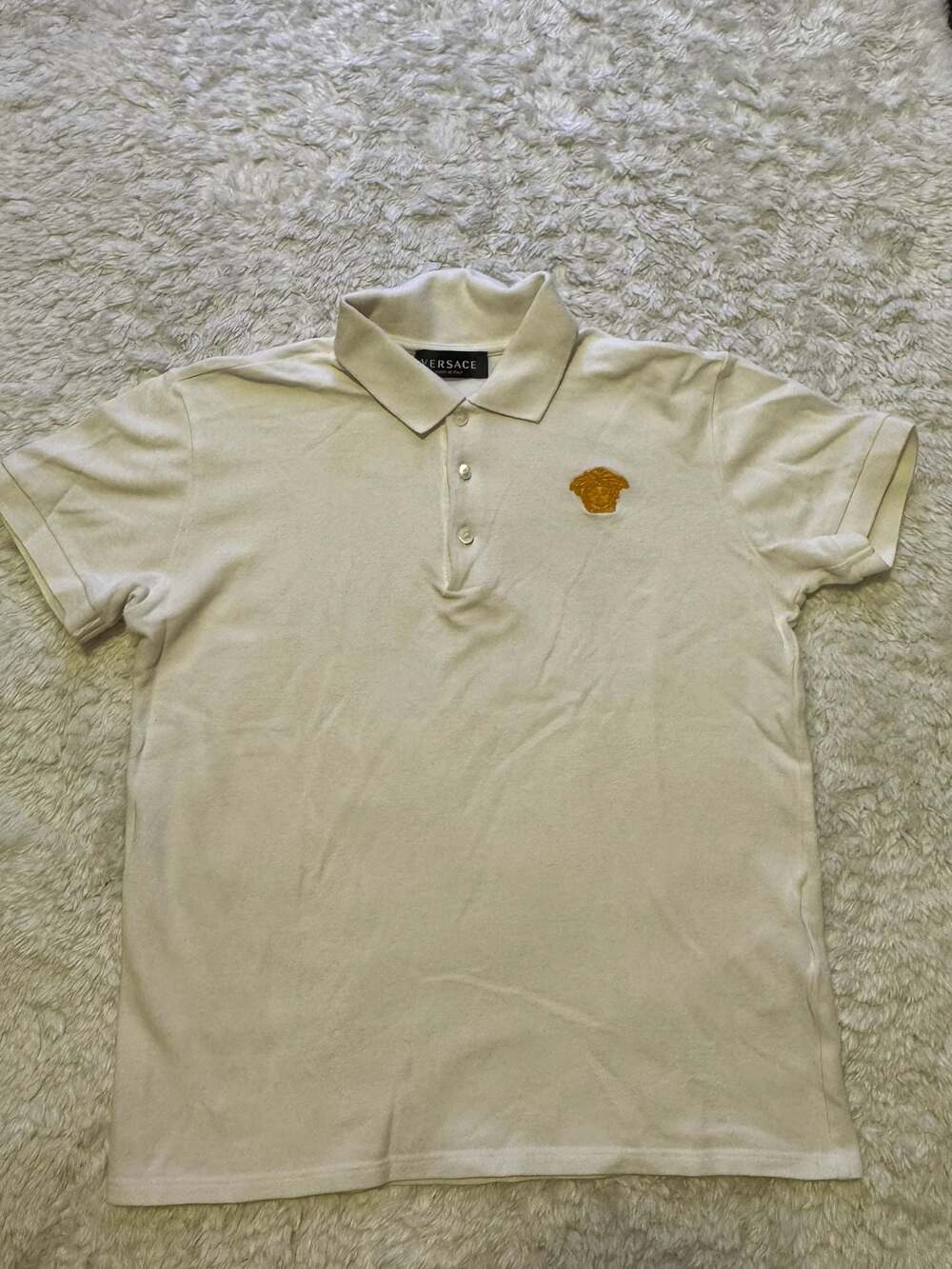 Versace Embroidered Medusa Head Piqué Polo Shirt